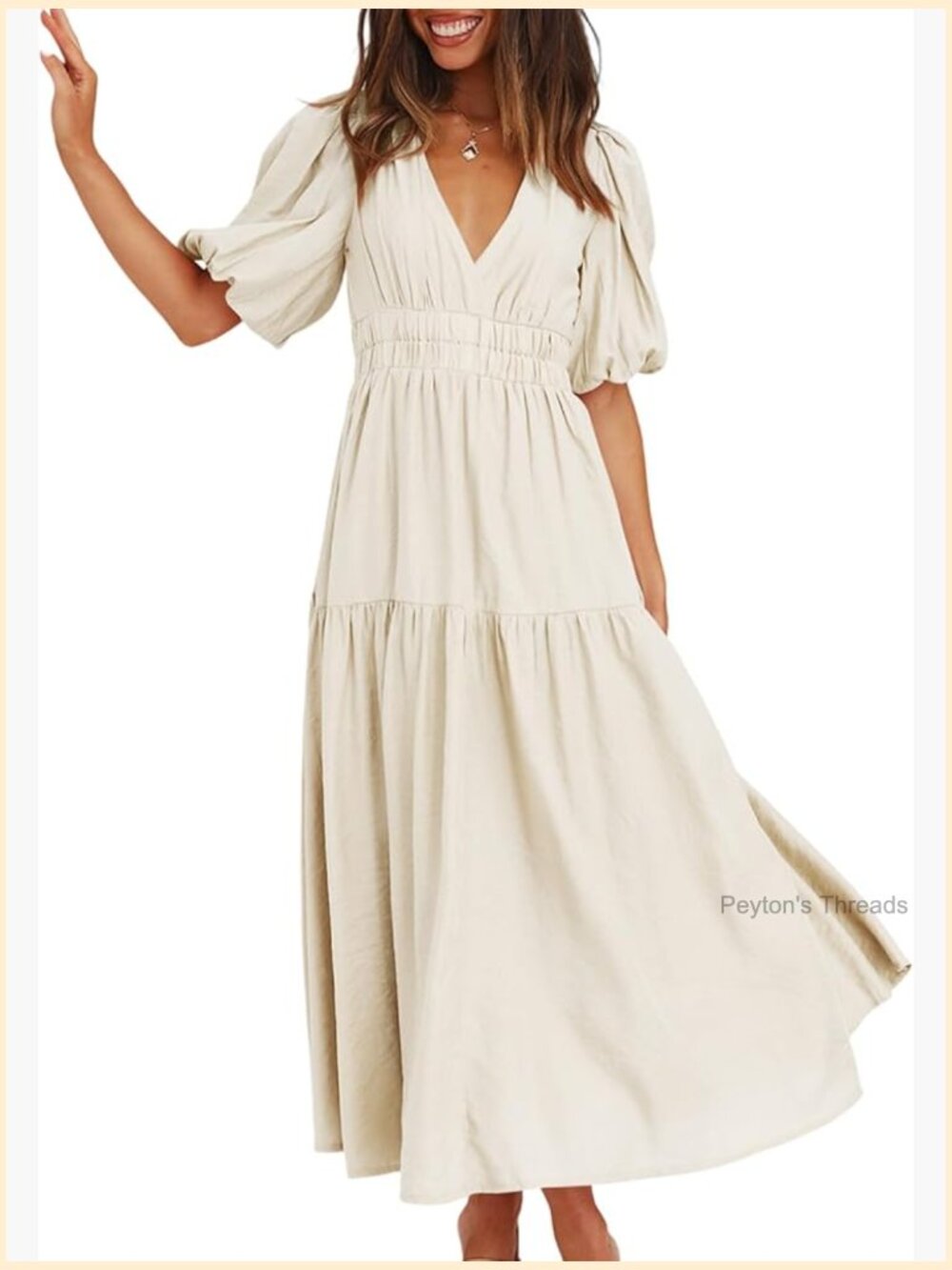 Deep V Neck Flowey Midi Dress Wedding Guest